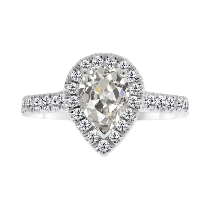 HarryChadEntcom Pear Round Old Mine Cut Halo Real Diamond Engagement Ring 350 Carats Rings HarryChadEntcom Pear Round Old Mine Cut Halo Real Diamond Engagement Ring 350 Carats Rings