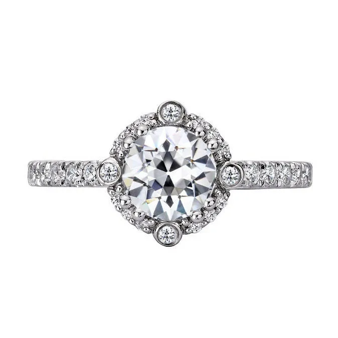 HarryChadEntcom Rings 3 Carats Old Miner Natural Diamond Halo Wedding Ring White Gold 14K HarryChadEntcom Rings 3 Carats Old Miner Natural Diamond Halo Wedding Ring White Gold 14K