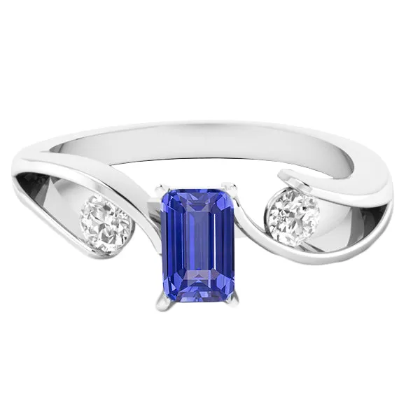 HarryChadEntcom Rings 3 Stone Emerald Blue Sapphire Ring Tension Style Natural Earth Mined Diamonds 250 Carats HarryChadEntcom Rings 3 Stone Emerald Blue Sapphire Ring Tension Style Natural Earth Mined Diamonds 250 Carats