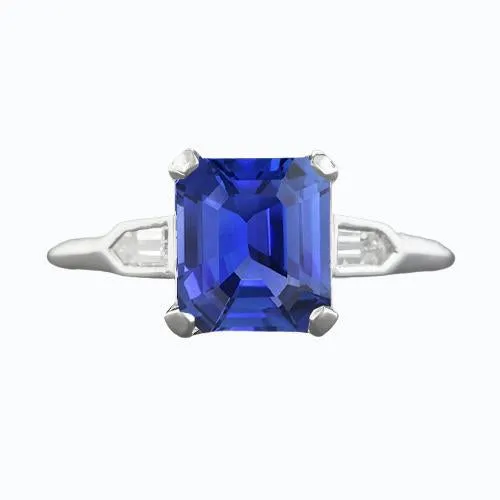 HarryChadEntcom Rings 3 Stone Sapphire Ring Emerald Cut Tapered Baguette Natural Earth Mined Diamonds 3 Carats HarryChadEntcom Rings 3 Stone Sapphire Ring Emerald Cut Tapered Baguette Natural Earth Mined Diamonds 3 Carats