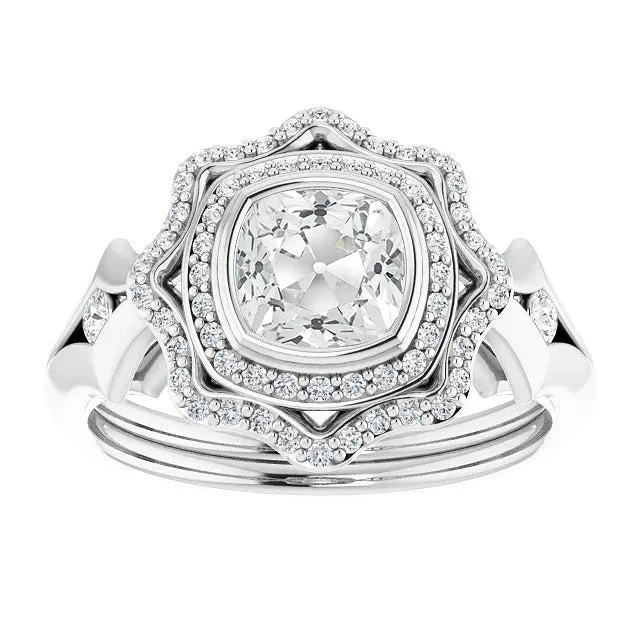 HarryChadEntcom Rings Cushion Old Mine Cut Natural Earth Mined Diamond Double Halo Ring Bezel Set 675 Carats HarryChadEntcom Rings Cushion Old Mine Cut Natural Earth Mined Diamond Double Halo Ring Bezel Set 675 Carats