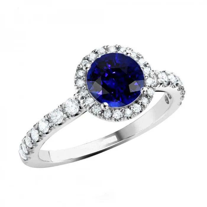 HarryChadEntcom Rings Natural Earth Mined Diamond Halo Blue Sapphire Gemstone Ring 350 Carats Wedding Jewelry HarryChadEntcom Rings Natural Earth Mined Diamond Halo Blue Sapphire Gemstone Ring 350 Carats Wedding Jewelry