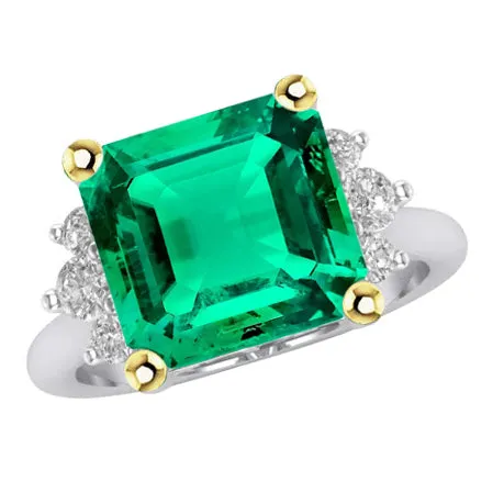 HarryChadEntcom Rings Natural Green Emerald And Diamond Ring 14K Gold Jewelry HarryChadEntcom Rings Natural Green Emerald And Diamond Ring 14K Gold Jewelry