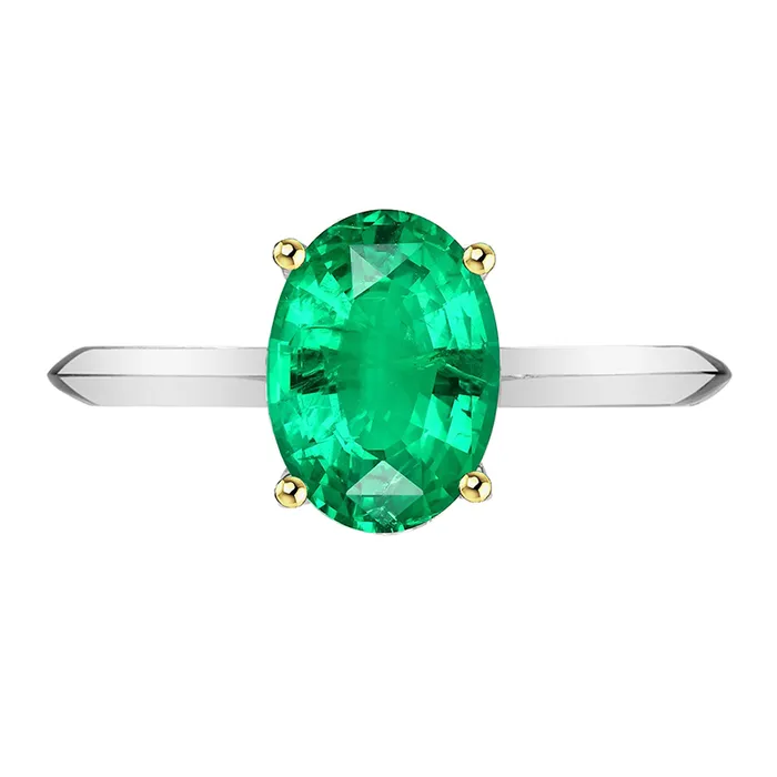 HarryChadEntcom Rings Oval Green Emerald Solitaire Ring For Women