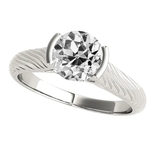 HarryChadEntcom Rings Solitaire Old Cut Natural Earth Mined Diamond Ring Half Bezel Vintage Style 2 Carats HarryChadEntcom Rings Solitaire Old Cut Natural Earth Mined Diamond Ring Half Bezel Vintage Style 2 Carats