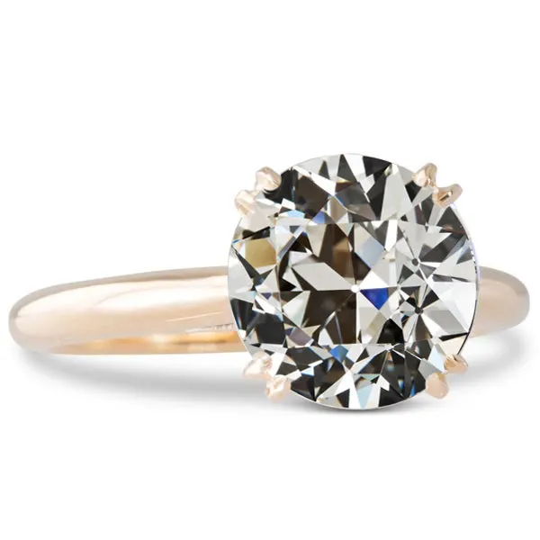 HarryChadEntcom Rings Solitaire Ring Round Old Mine Cut Lab Grown Diamond Double Prong Set 9 Carats HarryChadEntcom Rings Solitaire Ring Round Old Mine Cut Lab Grown Diamond Double Prong Set 9 Carats