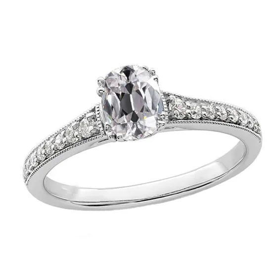 HarryChadEntcom White Gold Oval Old Mine Cut Natural Earth Mined Diamond Ring With Accents 370 Carats Rings HarryChadEntcom White Gold Oval Old Mine Cut Natural Earth Mined Diamond Ring With Accents 370 Carats Rings
