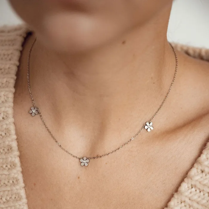 Hey Happiness Necklaces ForgetMeNot Charm Necklace Silver Hey Happiness Necklaces ForgetMeNot Charm Necklace Silver