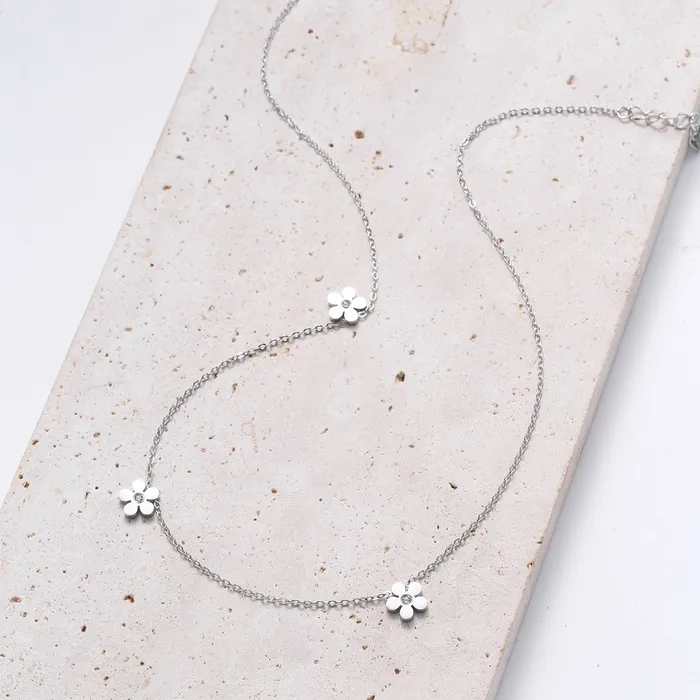 Hey Happiness Necklaces ForgetMeNot Charm Necklace Silver Hey Happiness Necklaces ForgetMeNot Charm Necklace Silver