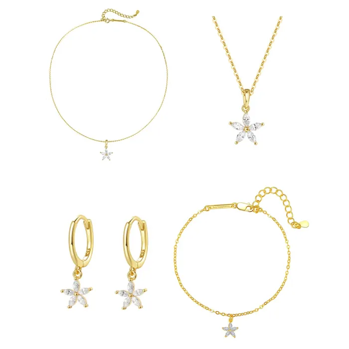 Hey Happiness Rings Gemstone Daisy Jewelry Set Sterling Silver