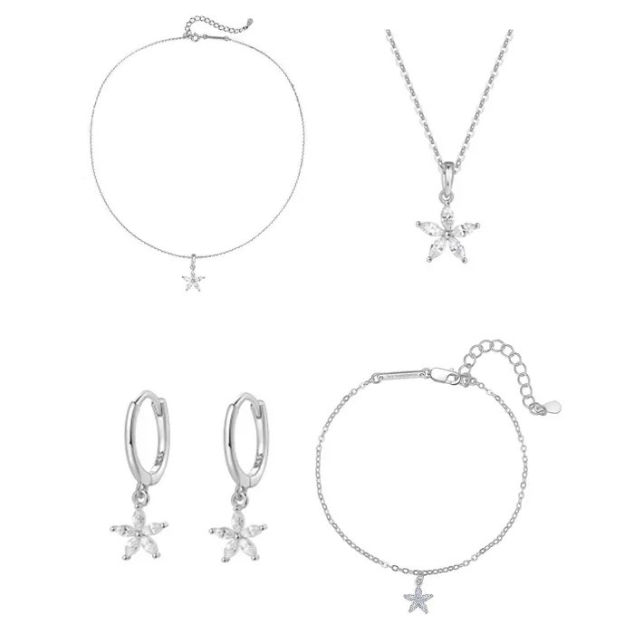 Hey Happiness Rings Gemstone Daisy Jewelry Set Sterling Silver Hey Happiness Rings Gemstone Daisy Jewelry Set Sterling Silver