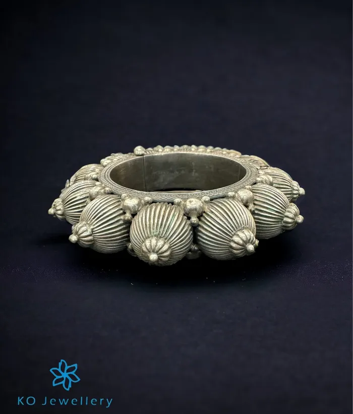 Jaipur Bracelets The Vinutha Silver Antique Openable Bracelet Size 24
