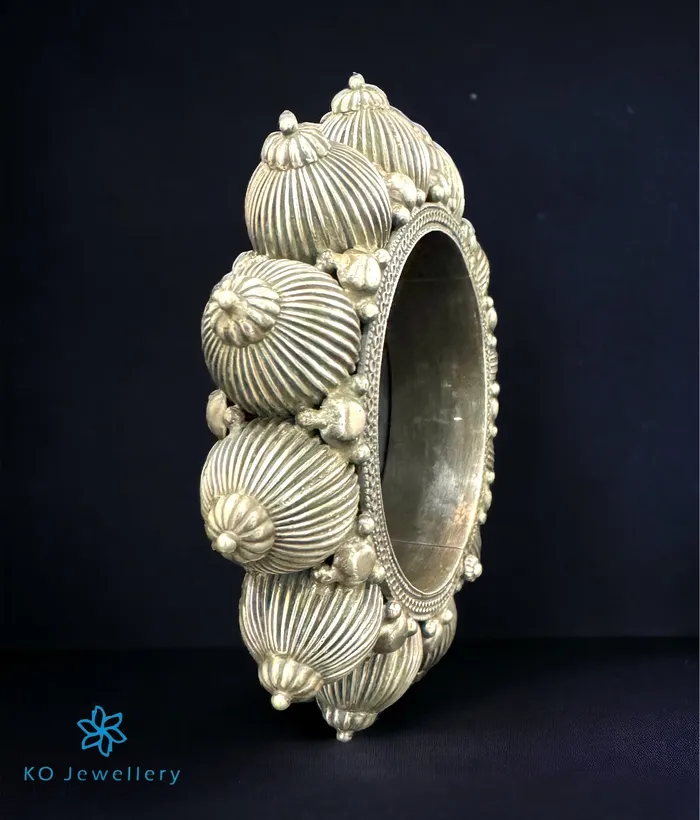 Jaipur Bracelets The Vinutha Silver Antique Openable Bracelet Size 24