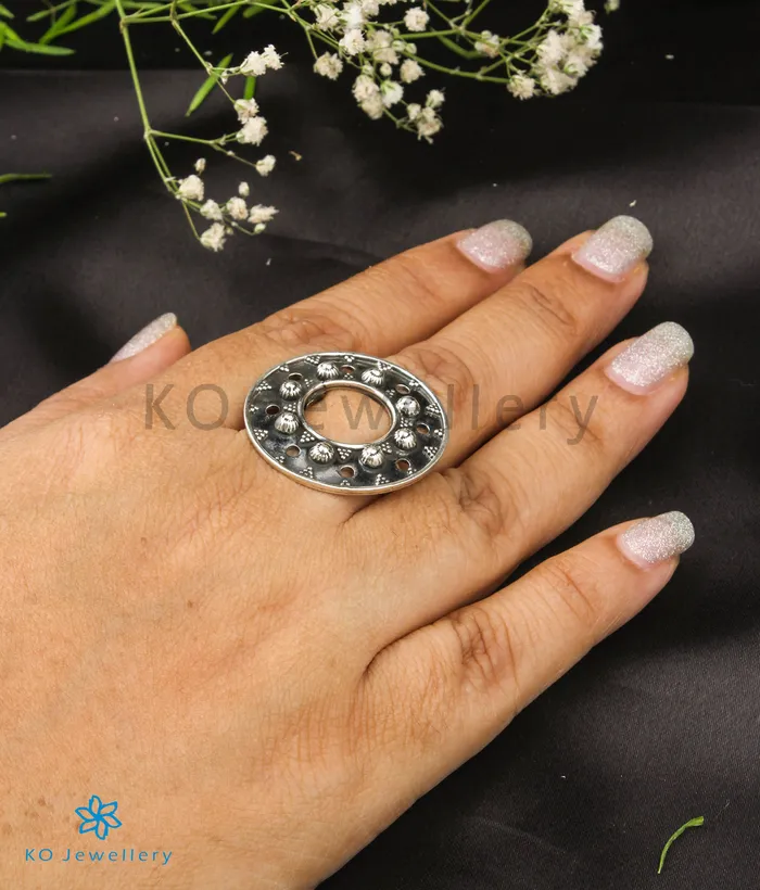 Jaipur Rings The Mandala Silver Statement Open Finger Ring