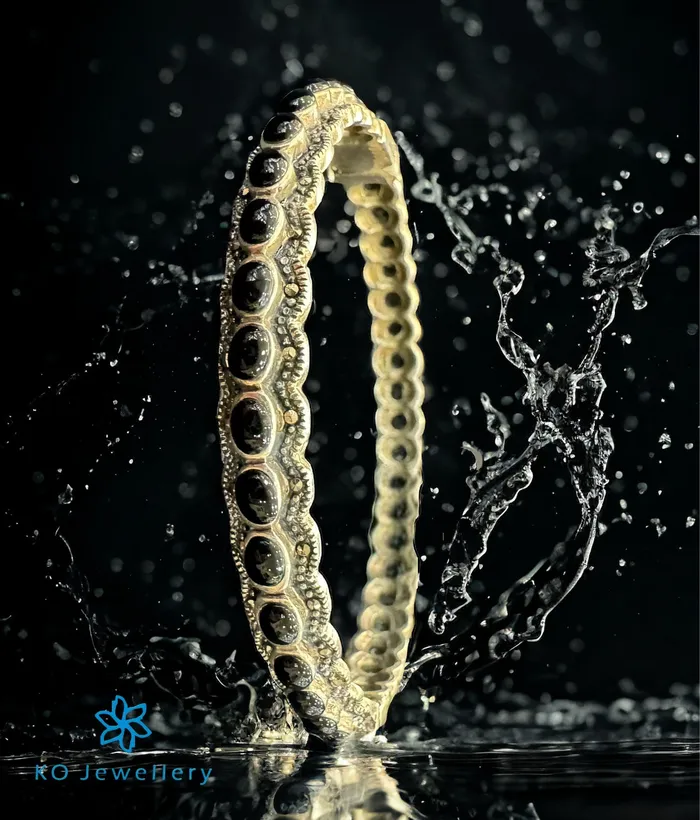 Marcasite Bracelets The Zylphia Marcasite Silver Openable Bracelet Black