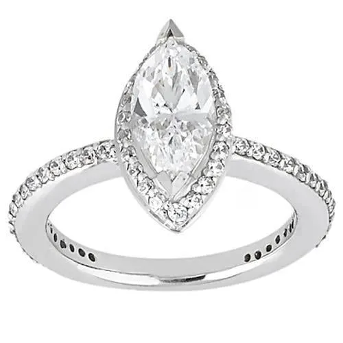 Marquise Cut Halo Natural Earth Mined Diamond Ring With Accent 15 Carat White Gold 14K GB Rings Marquise Cut Halo Natural Earth Mined Diamond Ring With Accent 15 Carat White Gold 14K GB Rings