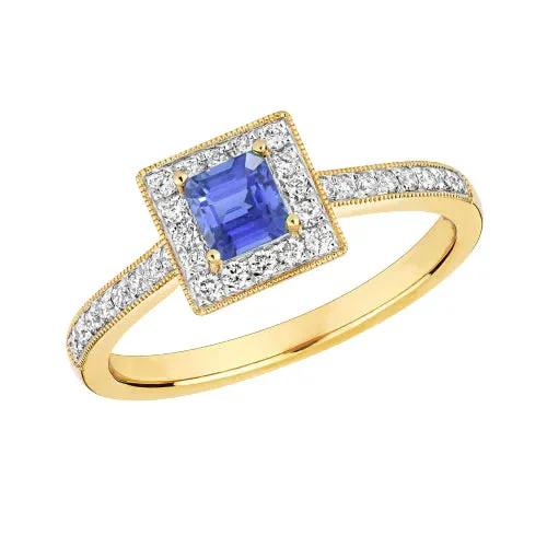 Milligrain Yellow Gold Natural Earth Mined Diamond Ring Halo Ceylon Sapphire 2 Carats HarryChadEntcom Rings Milligrain Yellow Gold Natural Earth Mined Diamond Ring Halo Ceylon Sapphire 2 Carats HarryChadEntcom Rings