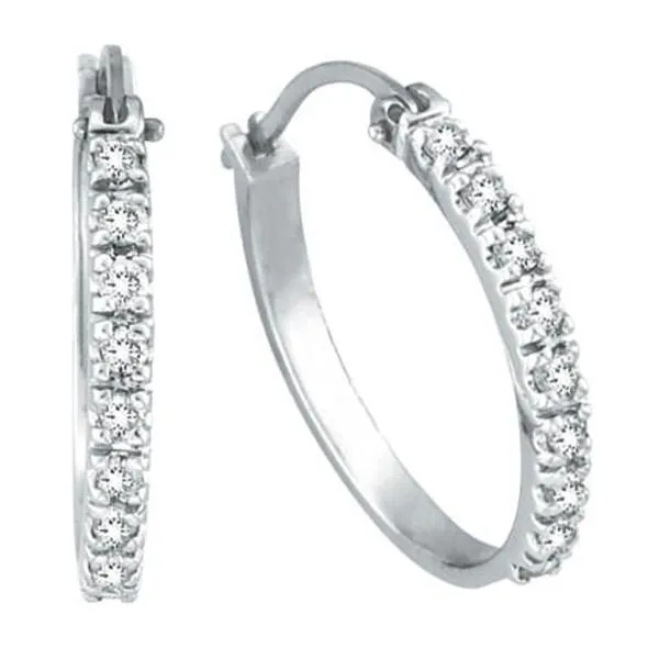Natural Earth Mined Diamond Hoop Earrings 14K White Gold 05 Carats GB Earrings Natural Earth Mined Diamond Hoop Earrings 14K White Gold 05 Carats GB Earrings