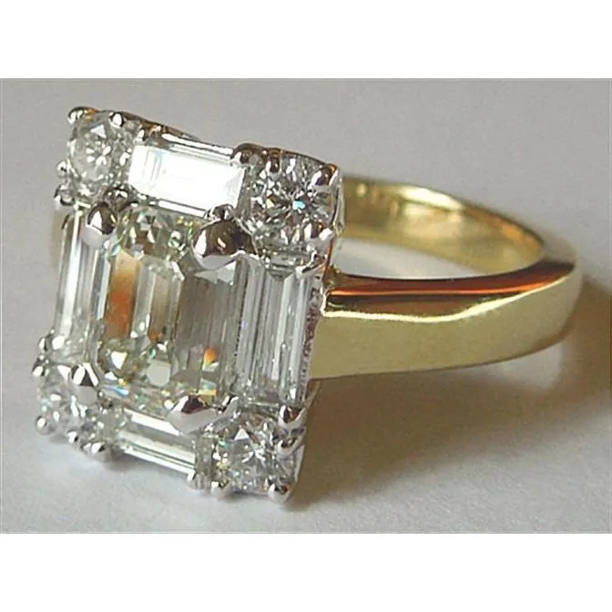 Natural Earth Mined Diamond Women Engagement Ring Emerald Cut 311 Carat Two Tone GB Rings Natural Earth Mined Diamond Women Engagement Ring Emerald Cut 311 Carat Two Tone GB Rings