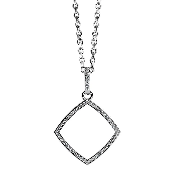 Necklaces GB 4 Ct Round Cut Natural Earth Mined Diamonds Offset Square Pendant Necklace White Gold 14K Necklaces GB 4 Ct Round Cut Natural Earth Mined Diamonds Offset Square Pendant Necklace White Gold 14K