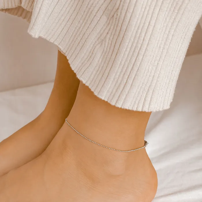 Necklaces Hey Happiness Bead Chain Anklet Silver Necklaces Hey Happiness Bead Chain Anklet Silver