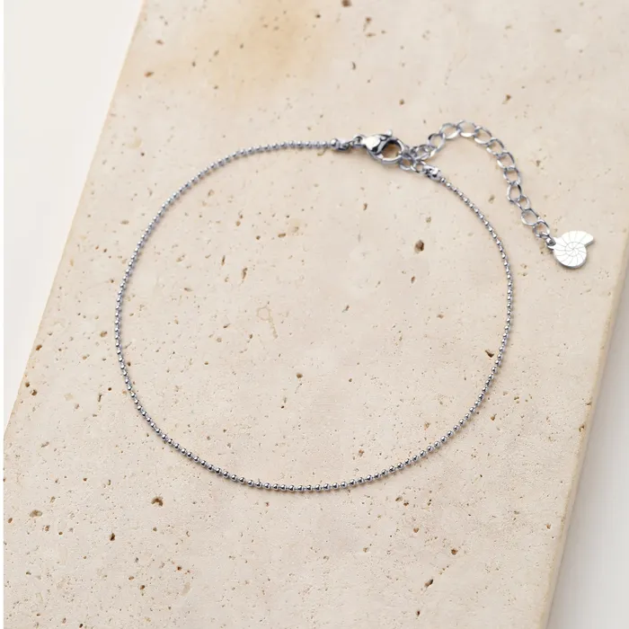 Necklaces Hey Happiness Bead Chain Anklet Silver Necklaces Hey Happiness Bead Chain Anklet Silver