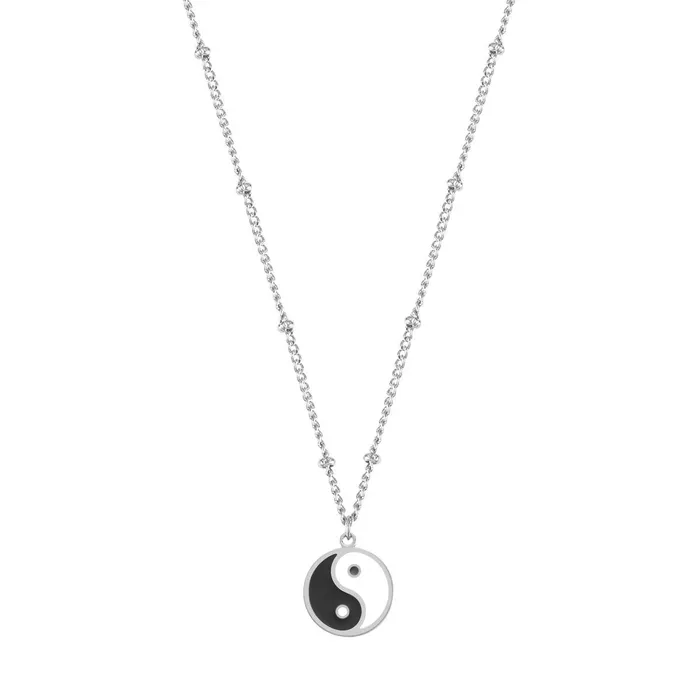 Necklaces Hey Happiness Yin Yang Bead Chain Necklace Silver