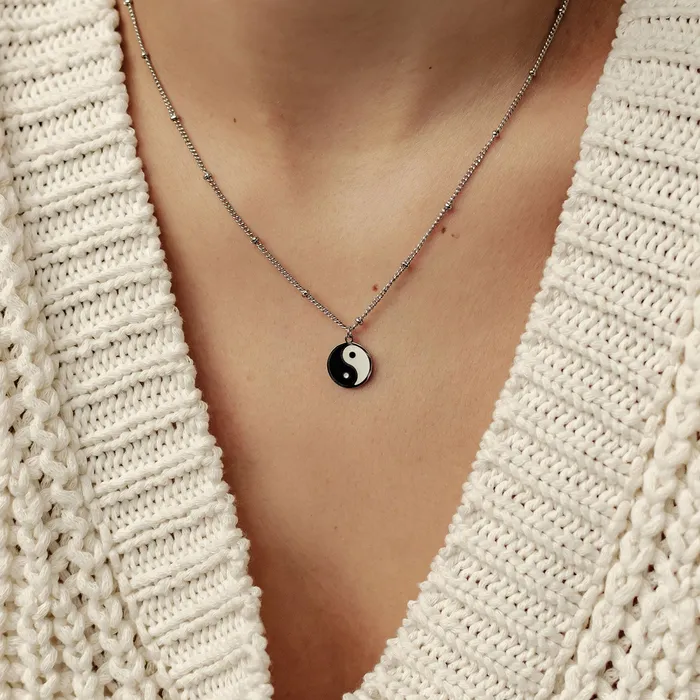 Necklaces Hey Happiness Yin Yang Bead Chain Necklace Silver Necklaces Hey Happiness Yin Yang Bead Chain Necklace Silver