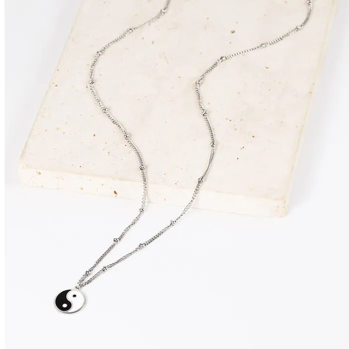 Necklaces Hey Happiness Yin Yang Bead Chain Necklace Silver Necklaces Hey Happiness Yin Yang Bead Chain Necklace Silver