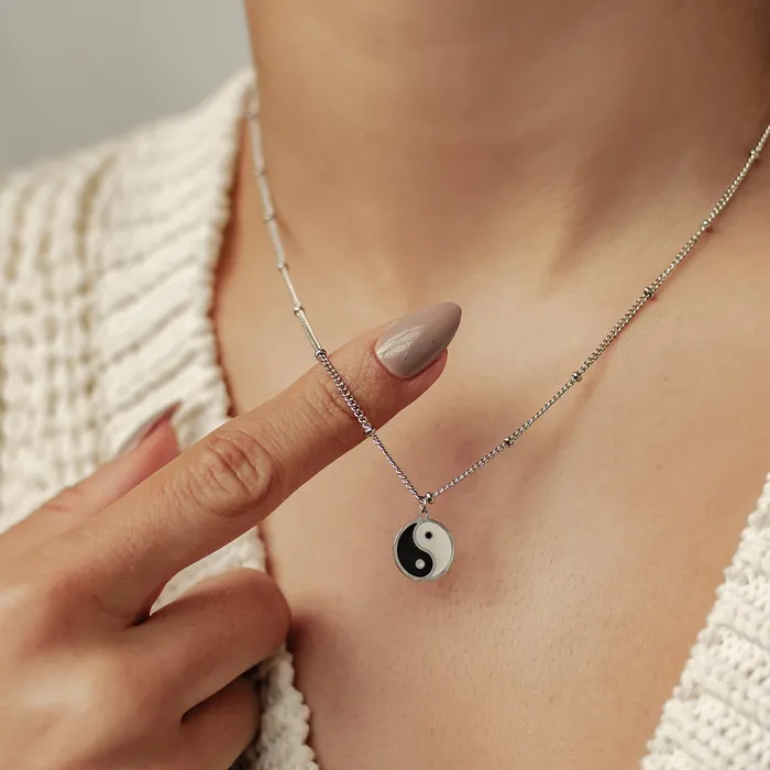 Necklaces Hey Happiness Yin Yang Bead Chain Necklace Silver Necklaces Hey Happiness Yin Yang Bead Chain Necklace Silver