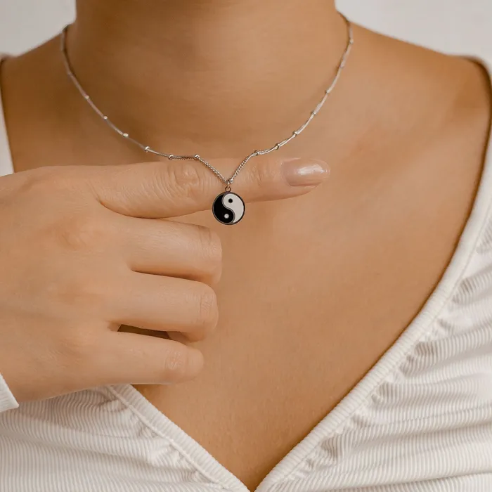 Necklaces Hey Happiness Yin Yang Bead Chain Necklace Silver Necklaces Hey Happiness Yin Yang Bead Chain Necklace Silver
