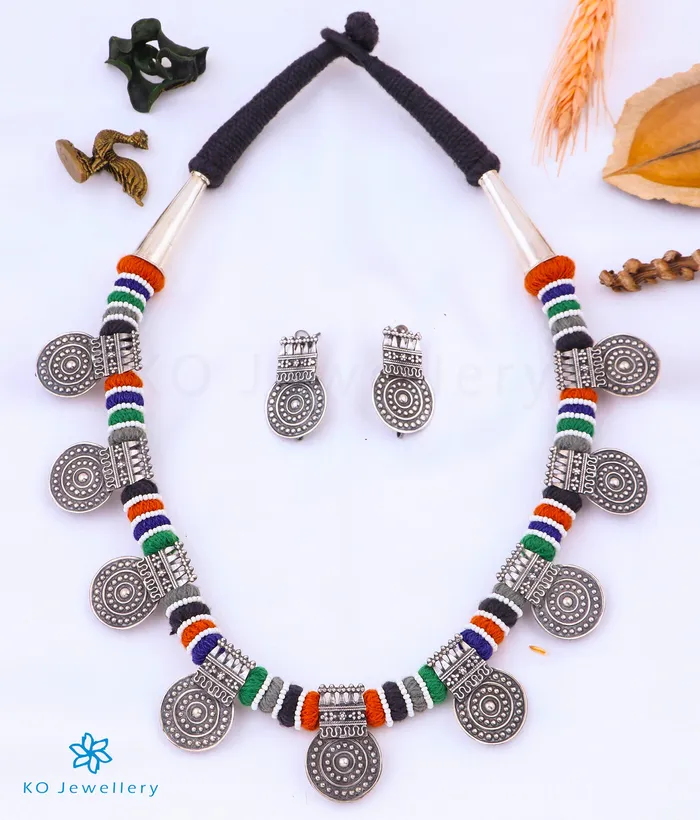 Necklaces Jaipur The Mihika Silver Thread Necklace Set