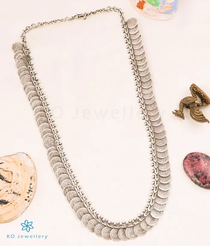 Necklaces Silversmith The Bhagya Silver Lakshmi Kasumala Coin Necklace long
