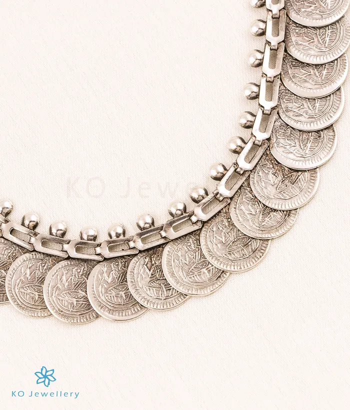Necklaces Silversmith The Bhagya Silver Lakshmi Kasumala Coin Necklace long