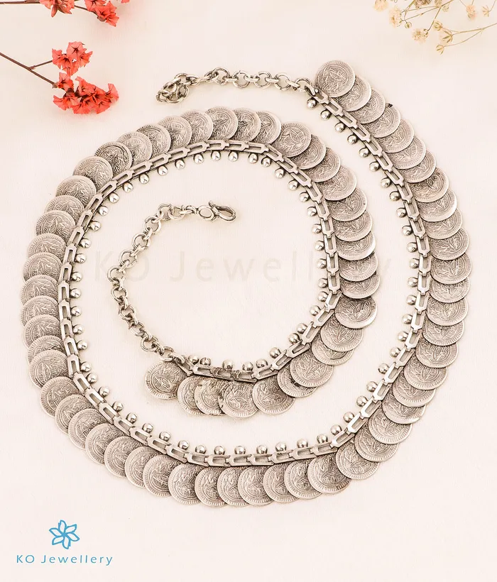 Necklaces Silversmith The Bhagya Silver Lakshmi Kasumala Coin Necklace long