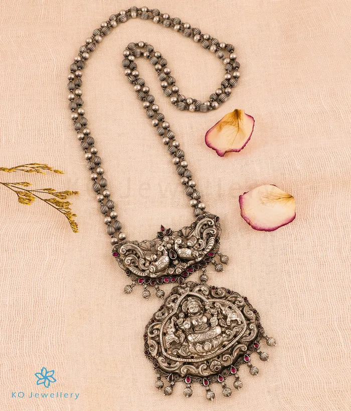 Necklaces Silversmith The Deepta Lakshmi Silver Nakkasi Beads Necklace