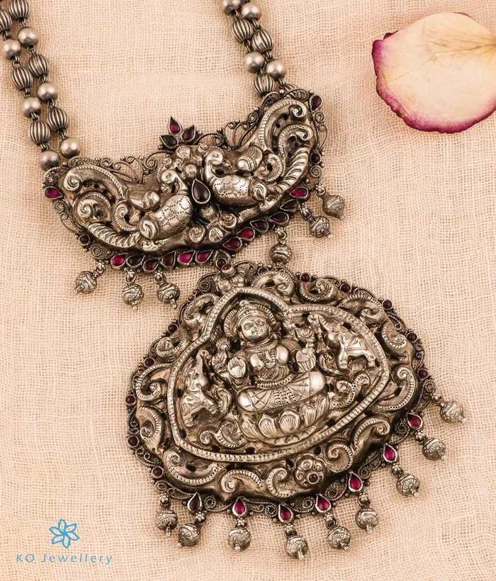 Necklaces Silversmith The Deepta Lakshmi Silver Nakkasi Beads Necklace