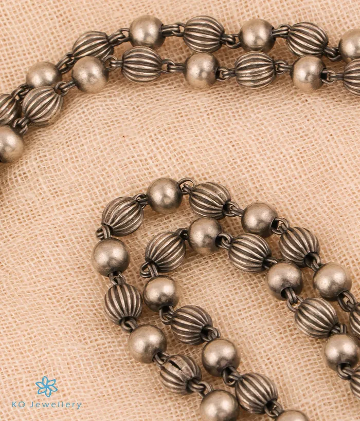 Necklaces Silversmith The Deepta Lakshmi Silver Nakkasi Beads Necklace