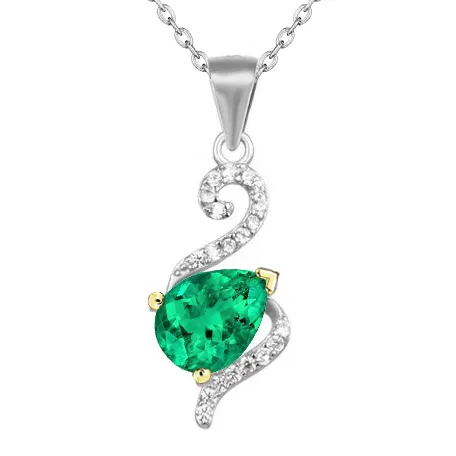 Necklaces Swirl Style Green Emerald Pendant Two Tone Gold Necklace HarryChadEntcom Necklaces Swirl Style Green Emerald Pendant Two Tone Gold Necklace HarryChadEntcom