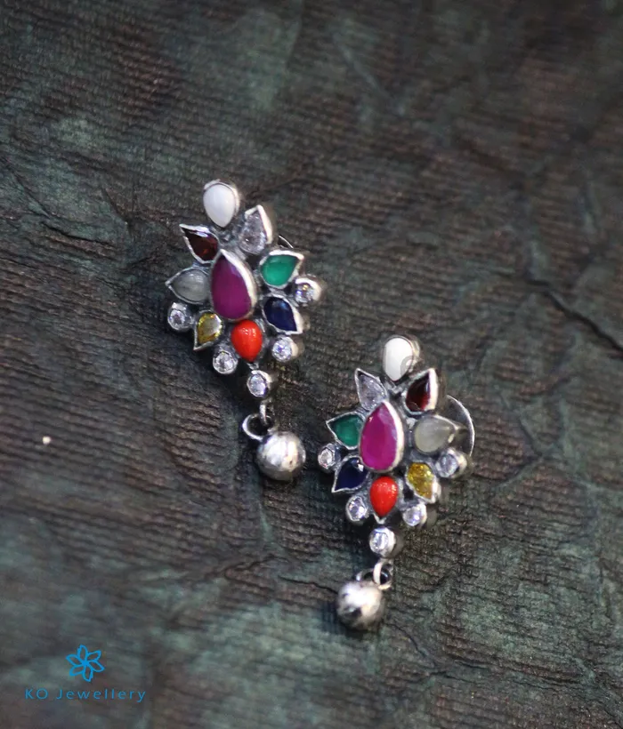Necklaces The Aham Silver Navaratna Necklace Oxidised Silversmith