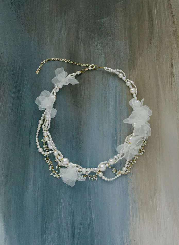 Necklaces twigs honey Festooned pearl and silk bridal twist necklace Style 2425