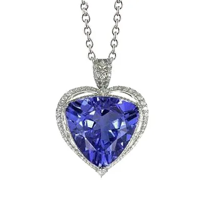 Necklaces White Gold 14K Blue Tanzanite With Natural Earth Mined Diamonds 2150 Ct Pendant New GB Necklaces White Gold 14K Blue Tanzanite With Natural Earth Mined Diamonds 2150 Ct Pendant New GB