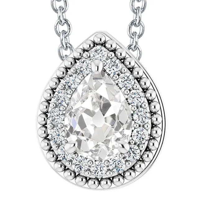 Pear Old Mine Cut Halo Natural Earth Mined Diamond Pendant Necklace 750 Carats White Gold HarryChadEntcom Necklaces Pear Old Mine Cut Halo Natural Earth Mined Diamond Pendant Necklace 750 Carats White Gold HarryChadEntcom Necklaces