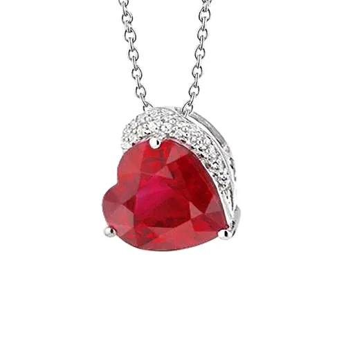 Pendant Necklace Gold Heart Shape Ruby With Natural Earth Mined Diamonds 625 Ct GB Necklaces Pendant Necklace Gold Heart Shape Ruby With Natural Earth Mined Diamonds 625 Ct GB Necklaces