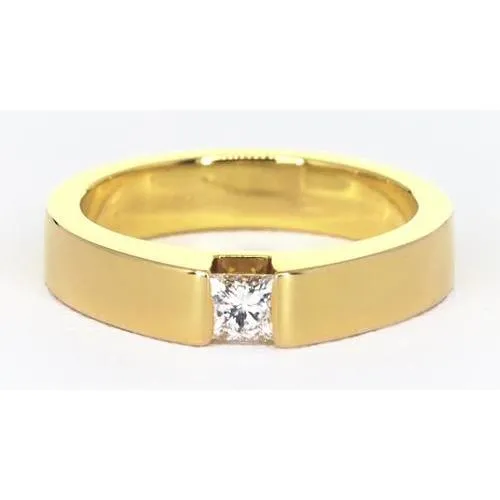 Princess Cut Natural Earth Mined Diamond Tension Set Mens Ring 075 Carats Yellow Gold GB Rings Princess Cut Natural Earth Mined Diamond Tension Set Mens Ring 075 Carats Yellow Gold GB Rings