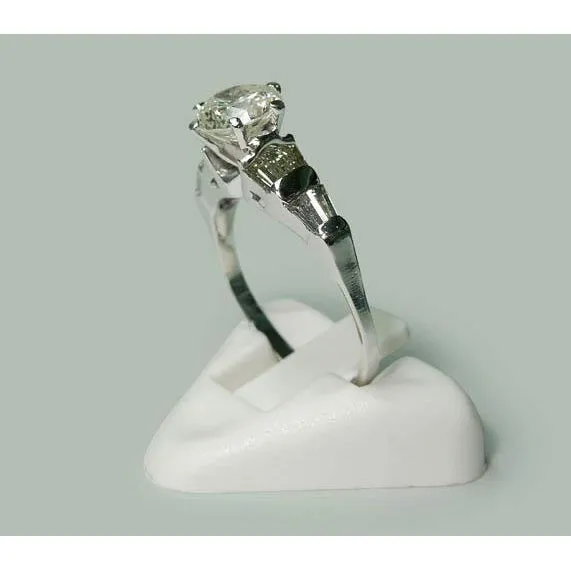 Rings 177 Carat Round Baguette Natural Earth Mined Diamonds Engagement Ring White Gold GB