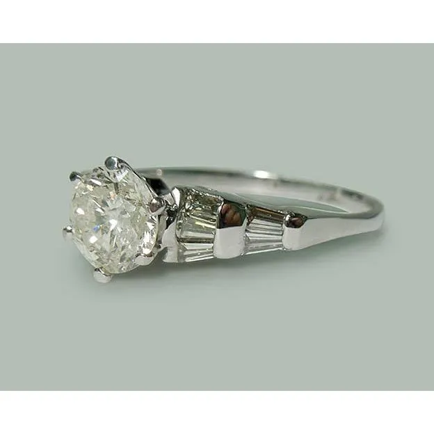 Rings 177 Carat Round Baguette Natural Earth Mined Diamonds Engagement Ring White Gold GB