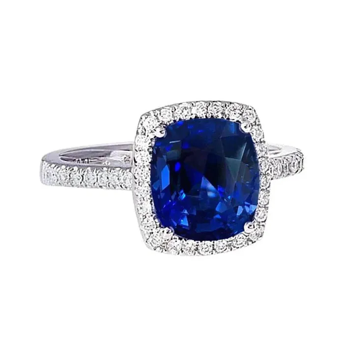 Rings Biggest Cushion Sapphire Halo Ring Sri Lanka GB