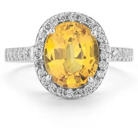 Rings GB 23 Ct Oval Cut Yellow Madeira Citrine Natural Earth Mined Diamond Wedding Halo Ring Gold