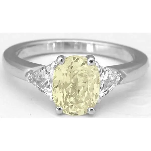 Rings GB 3 Stone 450 Ct Oval Yellow Sapphire And Natural Earth Mined Diamonds Ring White Gold Rings GB 3 Stone 450 Ct Oval Yellow Sapphire And Natural Earth Mined Diamonds Ring White Gold
